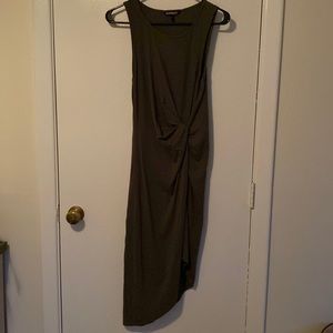 Express asymmetrical olive green dress